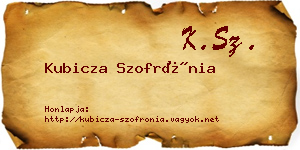 Kubicza Szofrónia névjegykártya